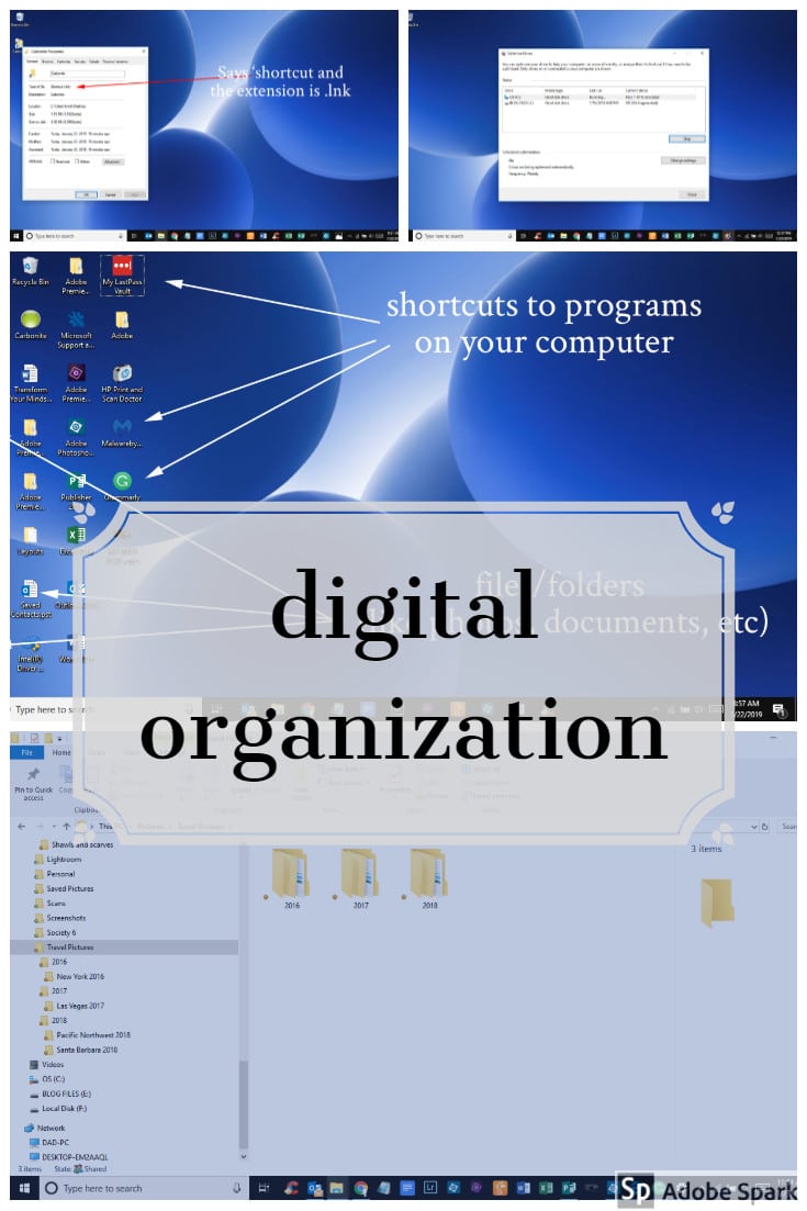 Pin showing computer screen for digital organization