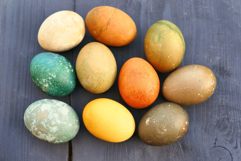 eggs dyed with natural ingredients