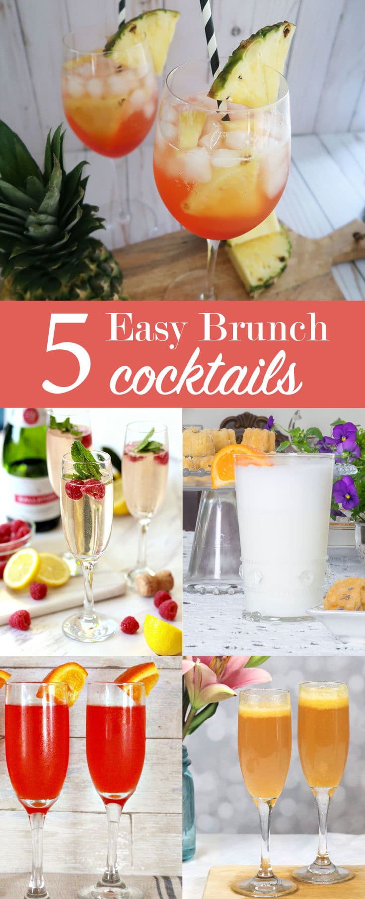 pin showing 5 easy brunch cocktails