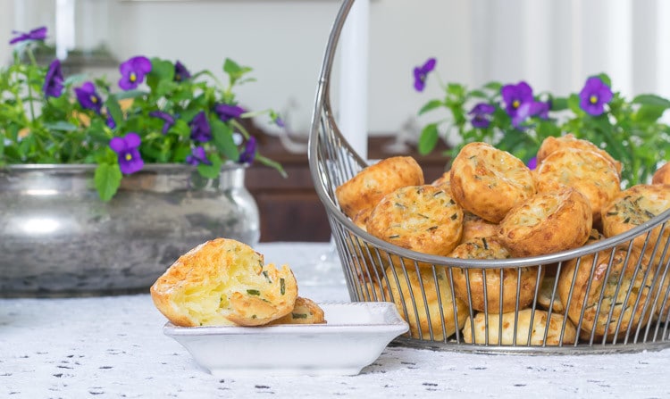cheese puffs in silver basket