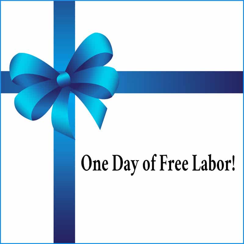 coupon for one day of free labor is a great frugal gift idea