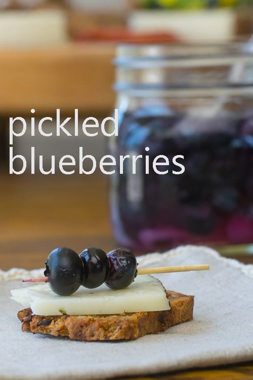 Pickled Blueberries on Cheese