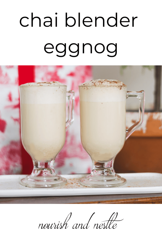 chai blender eggnog in front of present