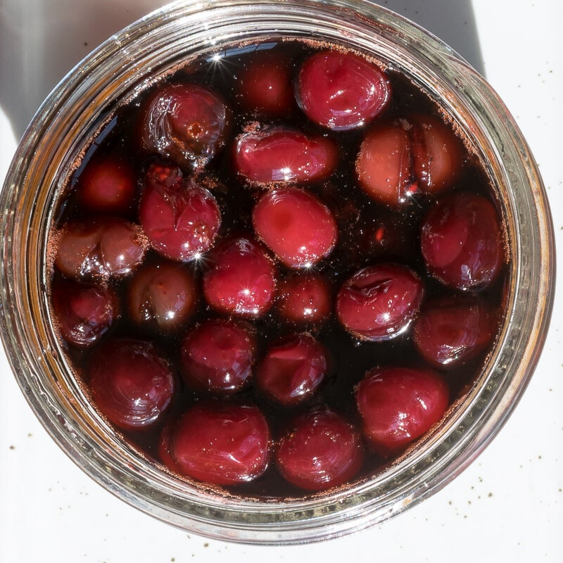 close up of pickled cranberries