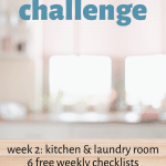 Declutter Challenge Pin showing clean kitchen counter for the Declutter Checklist for the kitchen
