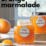 orange marmalade in jar and on toast