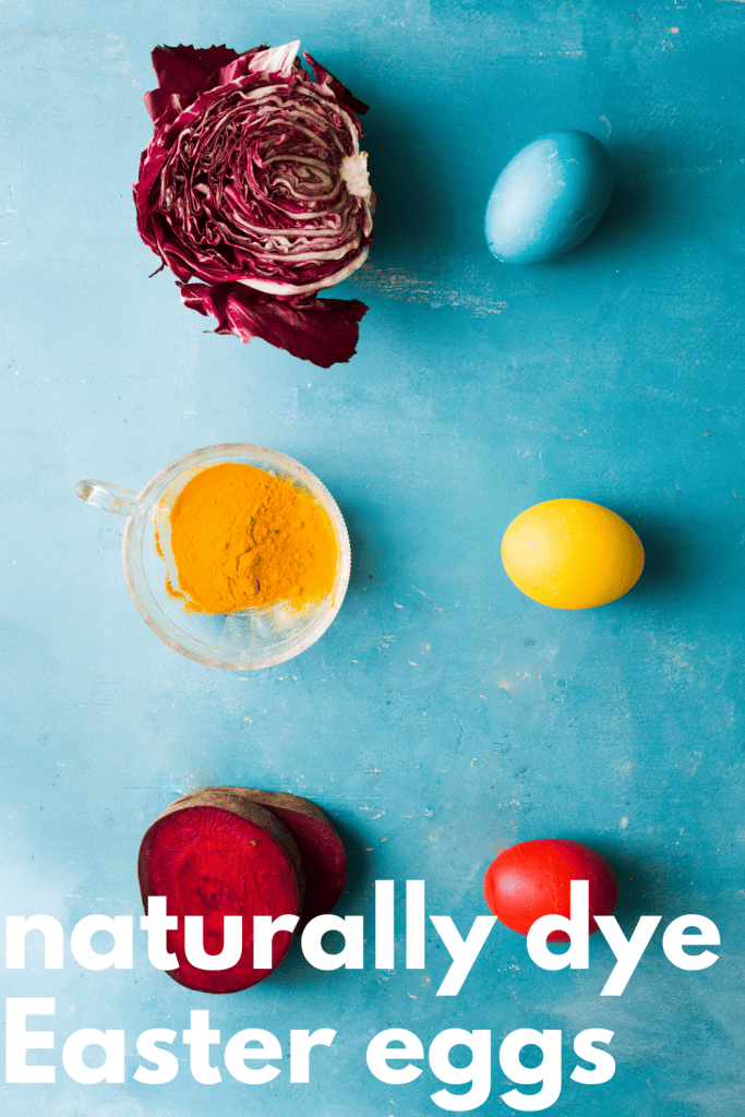 Eggs dyed with natural dyes