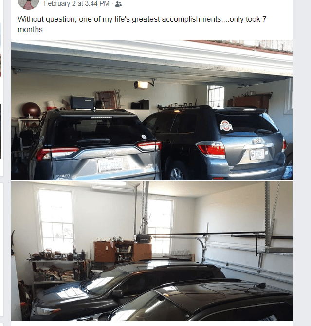 Cars in a garage.