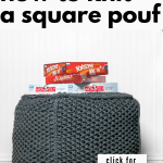 square pouf with a stack of games