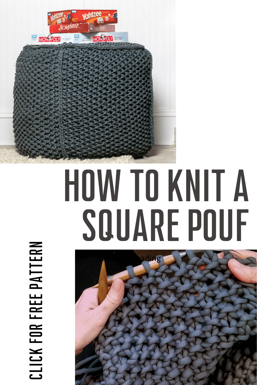 DIY Knit Pouf Pattern easy home decor project · Nourish and Nestle