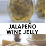 jalapeno wine jelly in jar and on cracker