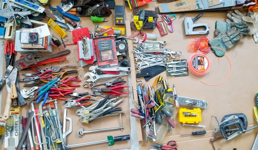 A bunch of tools grouped by type.