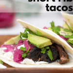 Short Rib Taco with avocado and pickled onions
