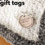 gift tag on knit blanket
