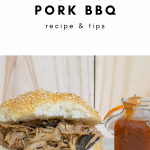 pulled pork bbq on plate with sauce