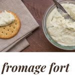 container of Fromage Fort and spread on cracker