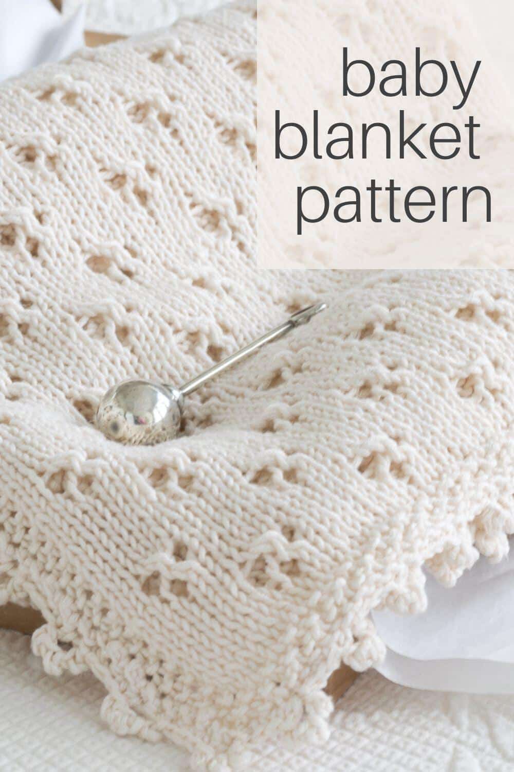 Knit Baby Blanket Pattern with Eyelet Stitch · Nourish and Nestle