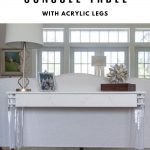 faux marble console table in living room