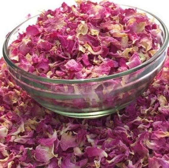 Organic EDIBLE ROSE PETALS Tea Premium NonGMO, 1-10Cup, Dry Bulk Culinary Cooking Loose Pink Red Vegan 1 2 3 4 5 6 8 10 oz
