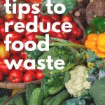 fresh vegetables with text overlay stating 40+ tips to reduce food waste