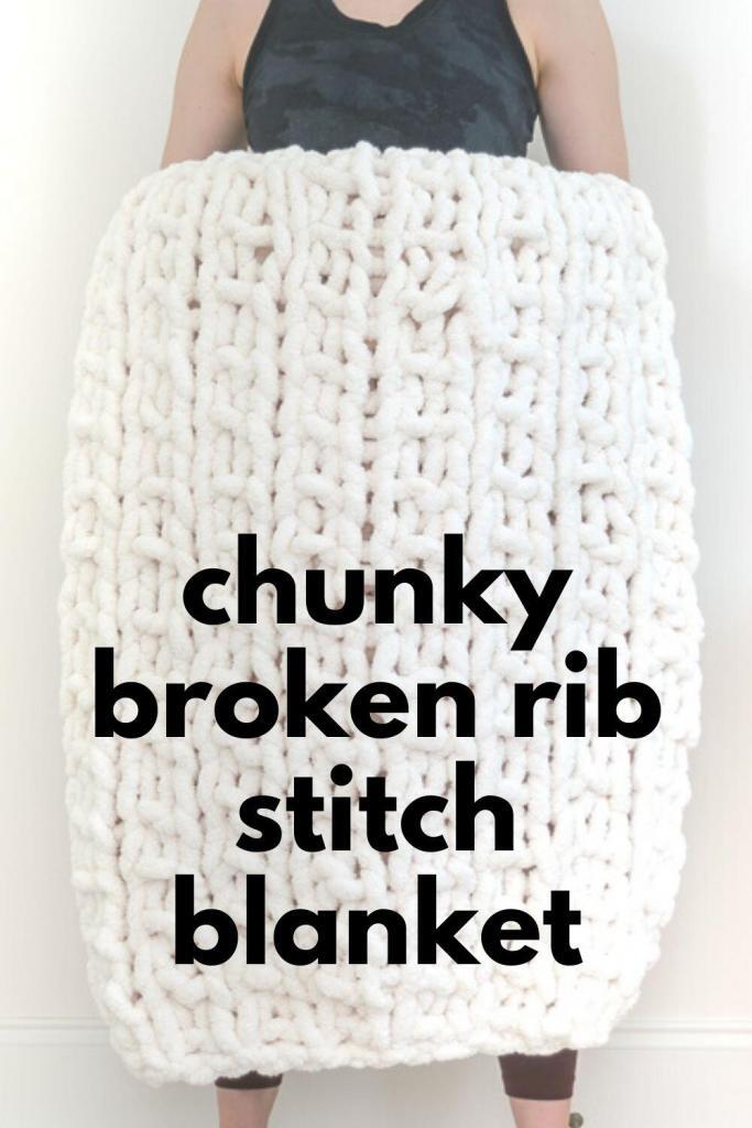 holding Chunky Broken Rib Stitch Knit Blanket