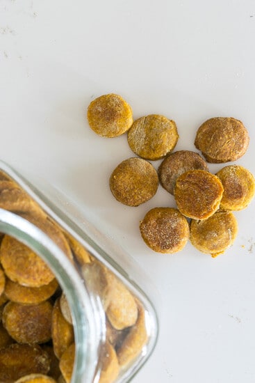 Overhead of Pumpkin Dog Treats