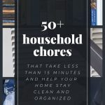collage with images related to 50 plus household chores
