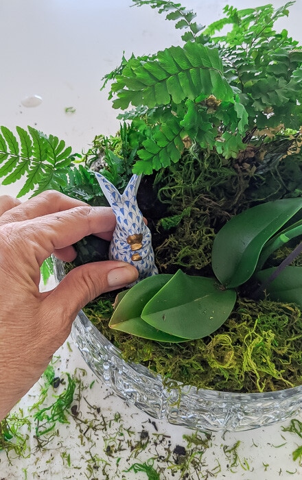 Place bunny in finished living centerpiece