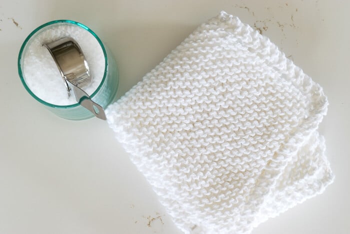 Bridget Knit Dishcloth with bath salts