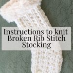 Broken Rib Stitch Stocking with Faux Fur Cuff on Green Cushion