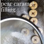 Dusting sugar on Spiced LInzer Cookies with Pear Caramel Filling