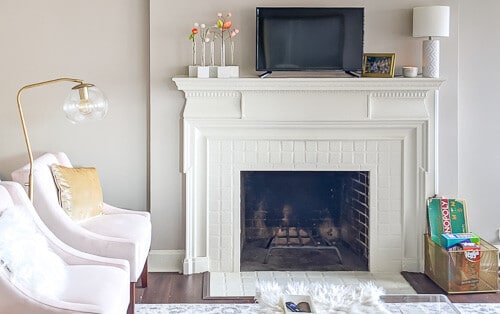 Fireplace in apartment with DIY Test Tube Vases on the Mantel