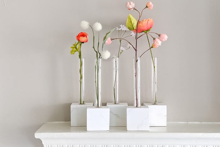 DIY Test Tube Vases with ‘marble’ base