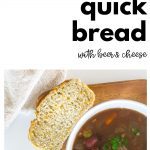 Slice of Savory Quick Bread with a bowl of soup