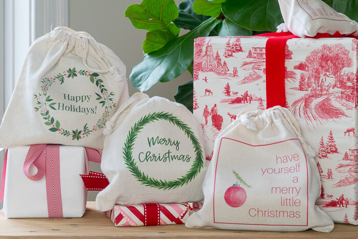 Package your homemade food gift into a simple canvas bag adorned with a festive iron-on label