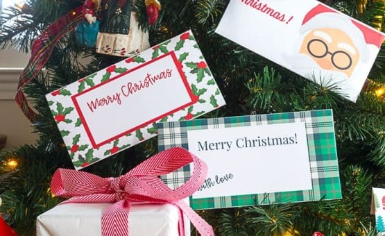Christmas Money Gift Envelopes on a tree