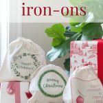 Image of 3 gift bags with Christmas themed Iron-On Labels