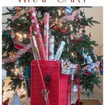 Red Gift Wrap Cart in Front of Christmas Tree