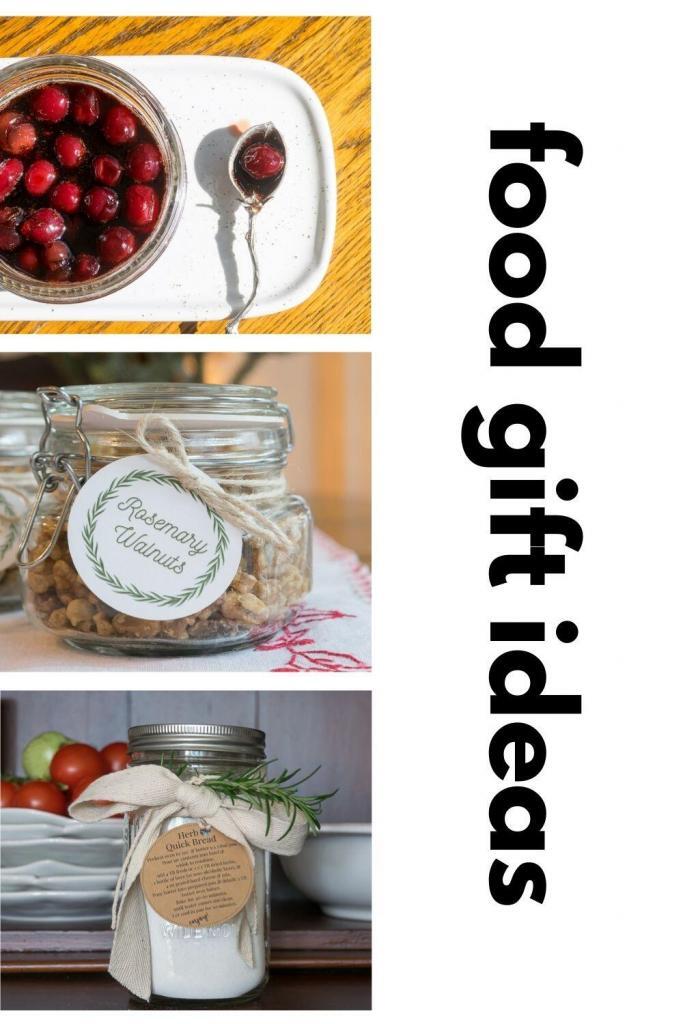 pin showing 3 homemade food gift ideas, nuts, cranberries and bread mix