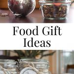 Pin showing 2 food gift ideas; mulling spices and rosemary walnuts
