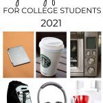 Pin showing an assortment of gifts for college students including a tablet, starbucks gift card and toaster.
