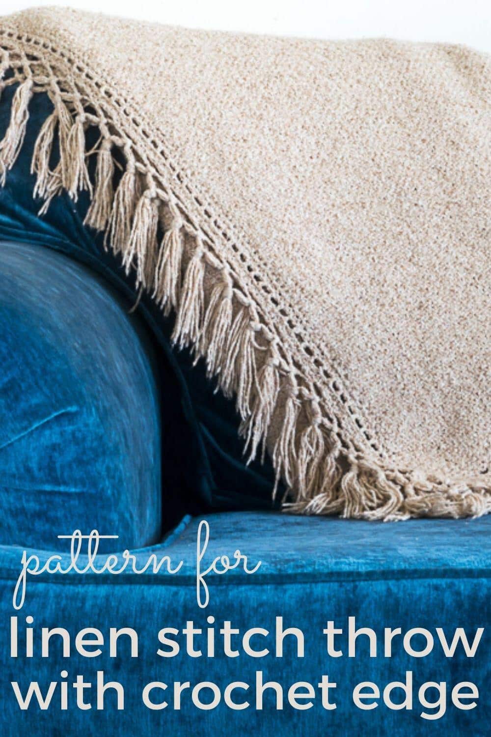 Knit Blanket PatternLinen Stitch & Crochet Fringe · Nourish and Nestle