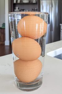 Eggs in water.