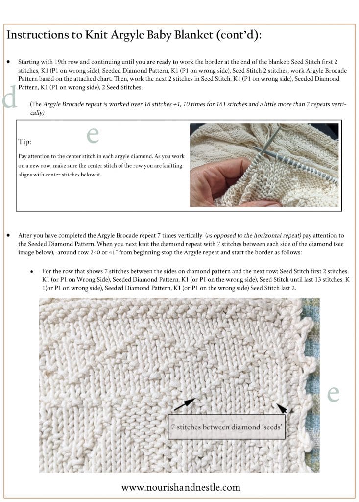 A knit pattern with keys showing how to read a knit pattern.