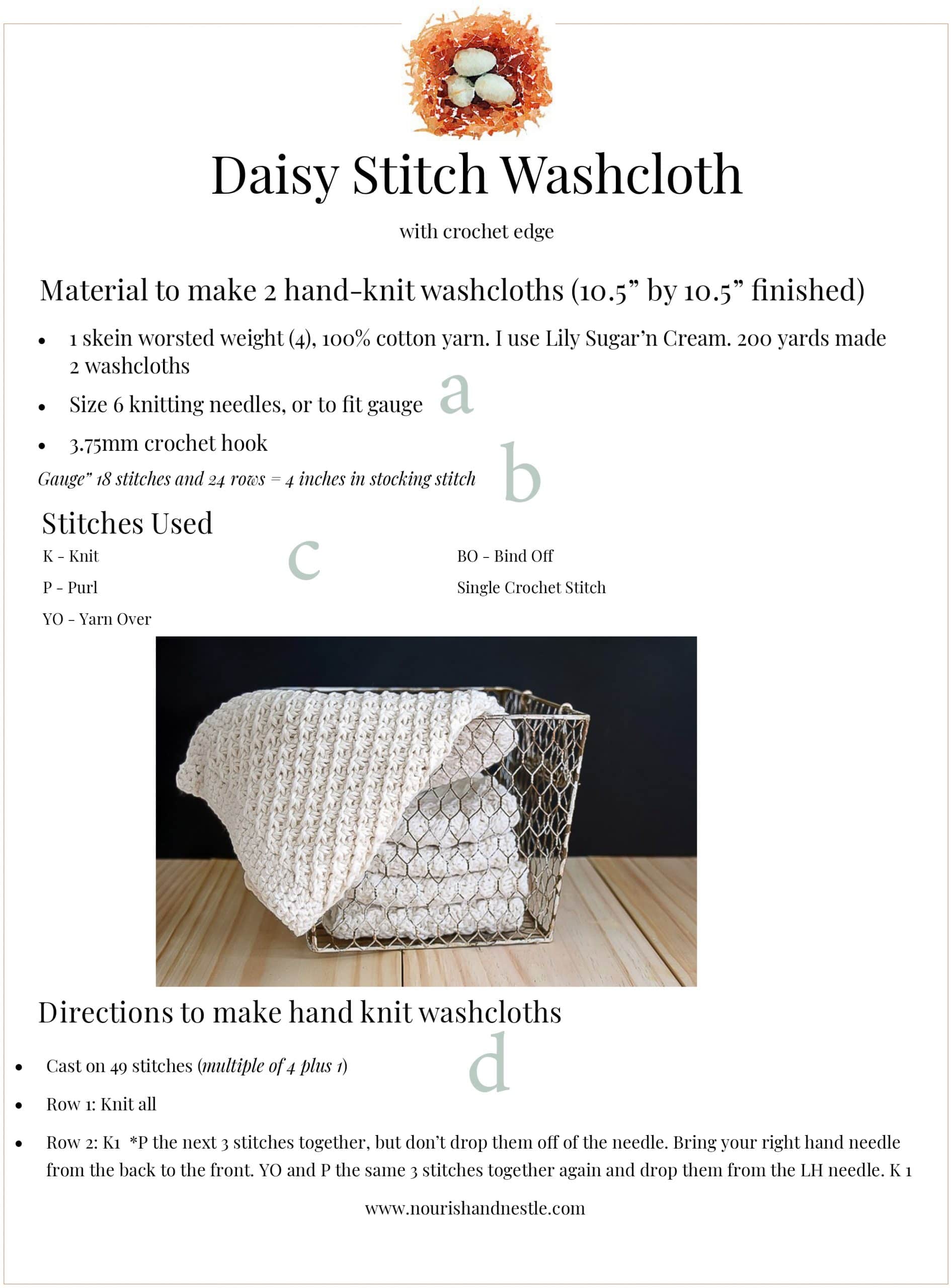 Knitted Dishcloth Patterns - Free · Nourish and Nestle