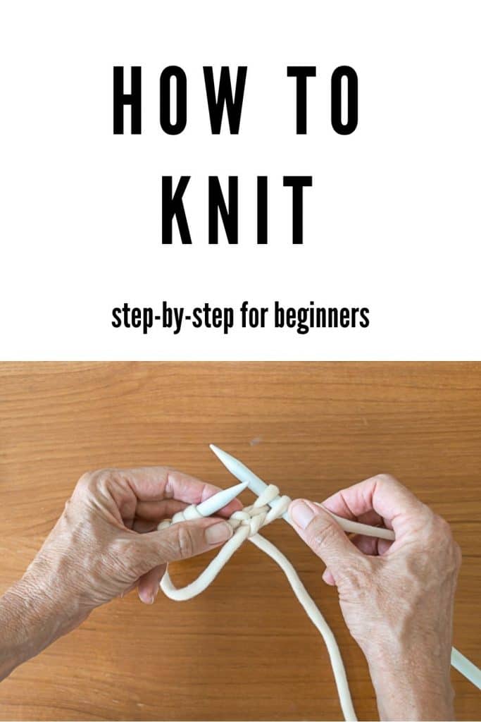 Hands showing how to make the basic knit stitch.