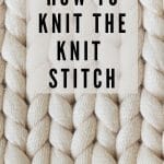 Closeup of the fabric made using the basic knit stitch.