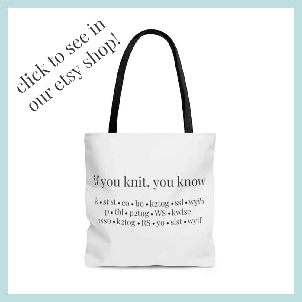 Tote Bag specially designed for knitters sold in Nourish and Nestle's Etsy Shop