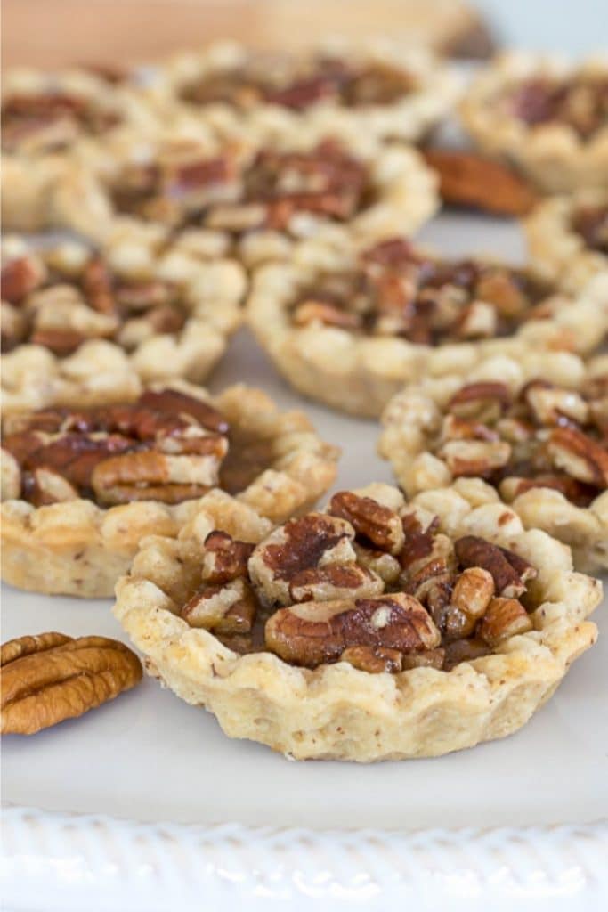 Closeup shot of Mini Pecan Pies.