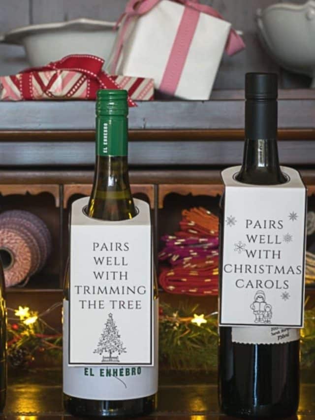 Wine Bottle Tags for Christmas Gifts Story